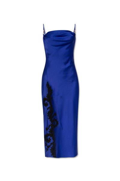 Versace Lace-detailed Sleeveless Dress In Sapphire