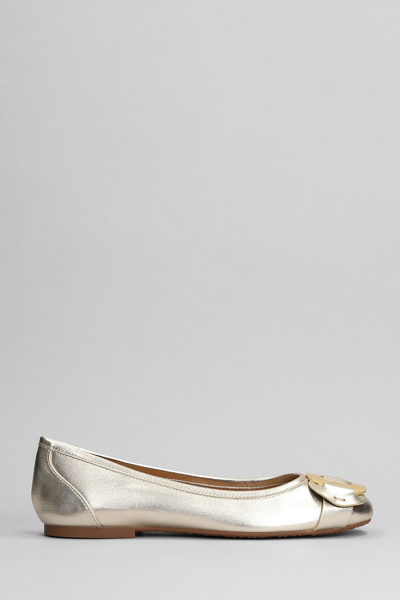 SEE BY CHLOÉ CHANY BALLET FLATS IN PLATINUM LEATHER