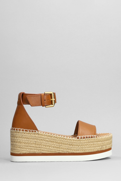 See By Chloé Glyn Wedges In Leather Colour Leather In Tan