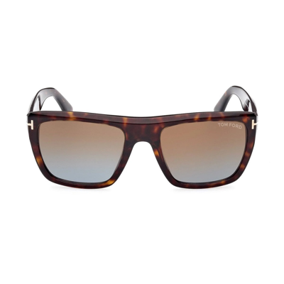 Tom Ford Men's Alberto Polarized Square Sunglasses In Shiny Havana Brown