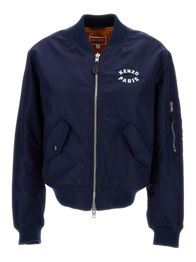 Kenzo Lucky Tiger Logo-embroidered Bomber Jacket In Blue