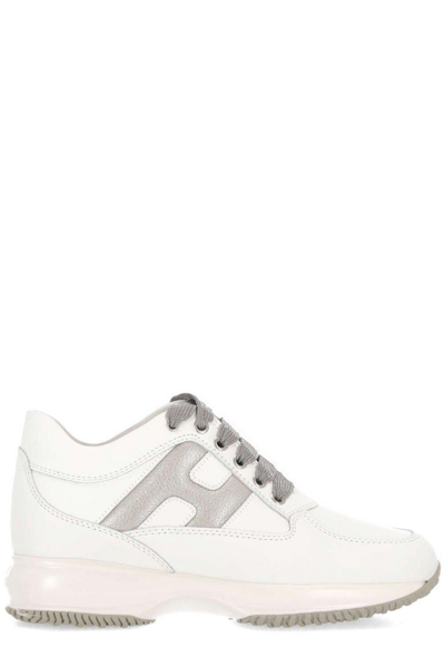 Hogan Logo-embroidered Low-top Sneakers In White