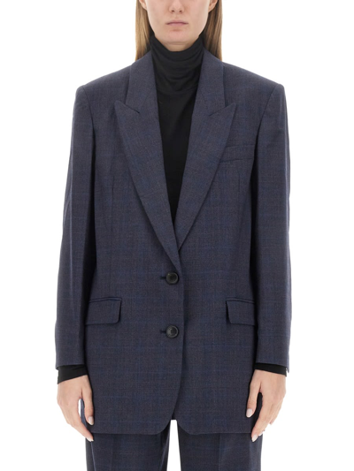 Marant Etoile Precious Checked Wool-blend Blazer In Blue