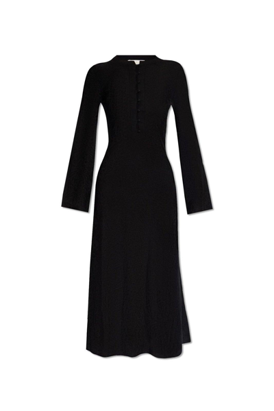Chloé Long-sleeved Knitted Midi Dress In Nero