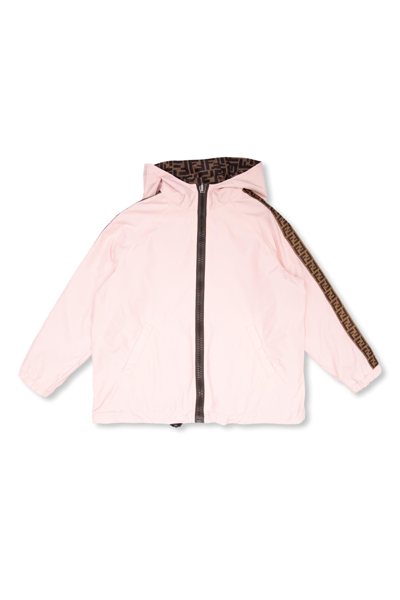 Fendi Kids Reversible Hooded Jacket In Pink