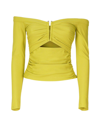 Self-portrait Self Portrait 'chartreuse Jersey Off Shoulder' Top In Verde