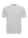 TAGLIATORE WHITE POLO SHIRT WITH CLASSIC COLLAR WITHOUT BUTTONS IN COTTON MAN