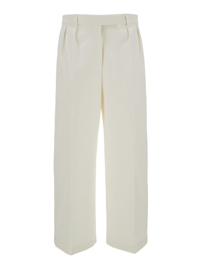 Thom Browne Relaxed Fit Pleated Trouser In Cotton Twill In White