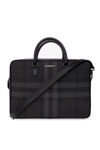 Burberry Check Motif Messenger Bag In Grigio