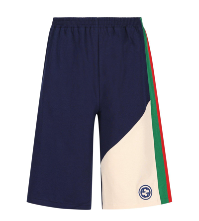 Gucci Kids Logo Embroidered Shorts In Blau