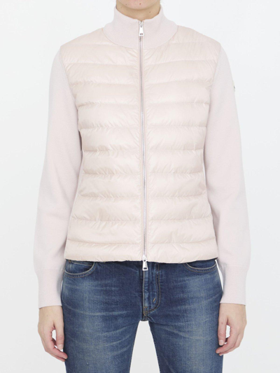 Moncler Panelled Padded Jacket In Pink