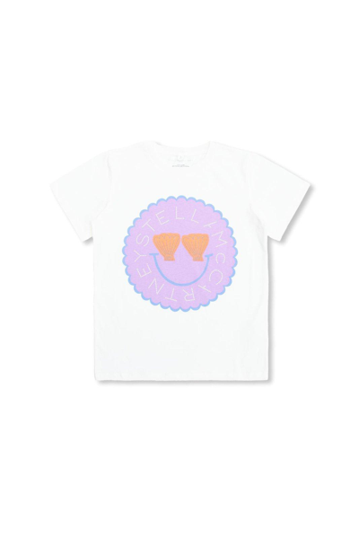 Stella Mccartney Kids' Logo-printed Crewneck T-shirt In Avorio