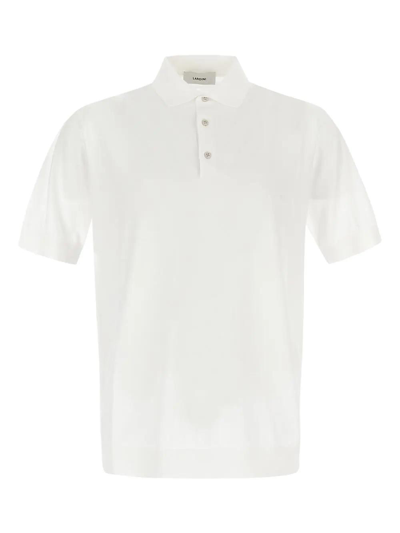 Lardini Logo-embroidered Cotton Polo Shirt In Bianco