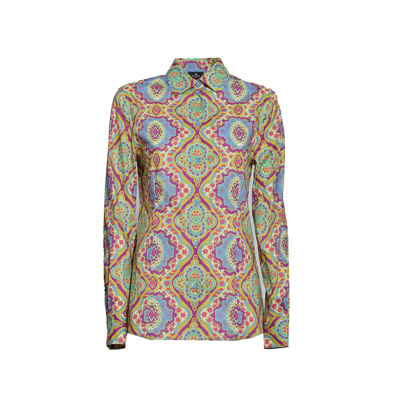 Etro Medallion-print Long-sleeved Cotton Collared Shirt In Print Floral
