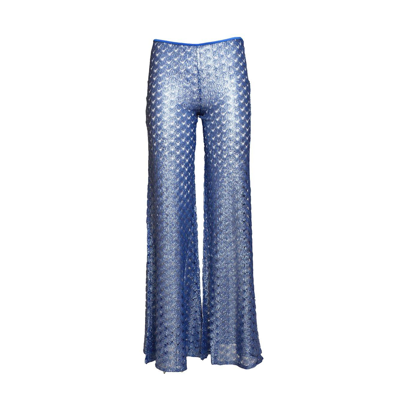 Missoni Open Knitted Flared Trousers In Blu