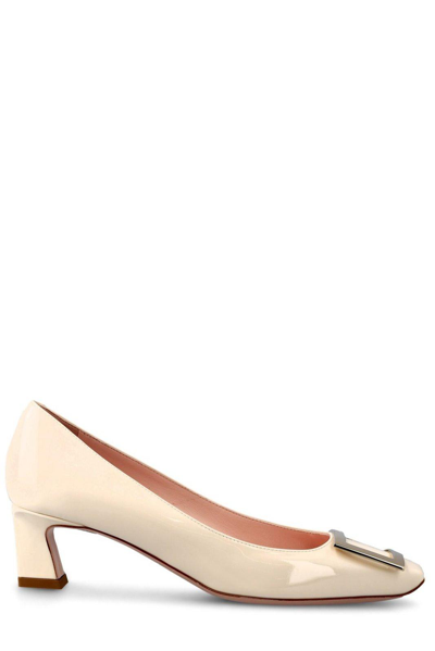 Roger Vivier Trompette Embellished Buckle Pumps In White