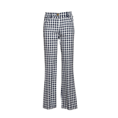Etro Mid Rise Gingham Checked Trousers In Bianco/nero