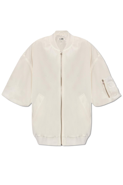 Mm6 Maison Margiela Jacket With Short Sleeves In Bianco