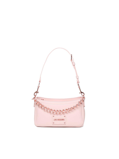 LOVE MOSCHINO LOGO PLAQUE CHAIN LINKED SHOULDER BAG