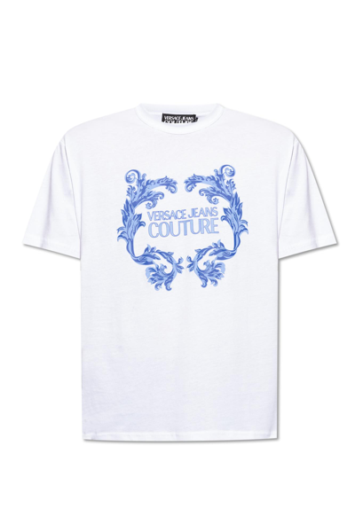 Versace Jeans Couture Printed T-shirt In Bianco