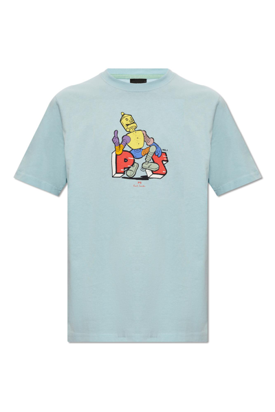 Paul Smith Ps  Printed T-shirt In Clear Blue