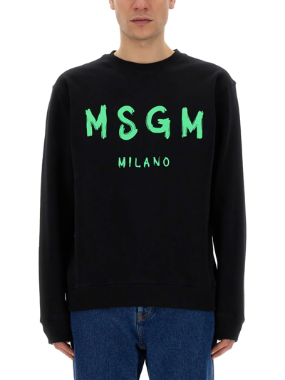 Msgm Logo-print Cotton Sweatshirt In ブラック