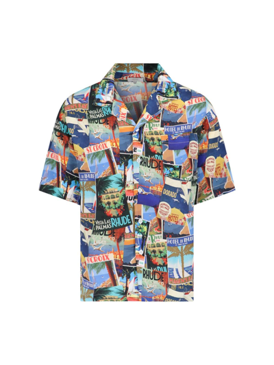 Rhude Graphic Print T-shirt With Patch Pocket In Multicolour