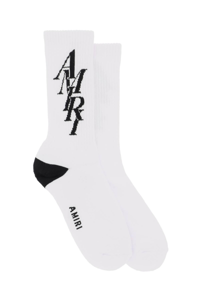 Amiri Stack 提花针织袜 In White,black