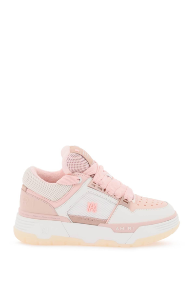 Amiri Ma-1 Leather Mesh Sneakers In White,pink