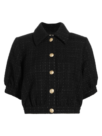 L Agence Cove Cropped Tweed Jacket In Black