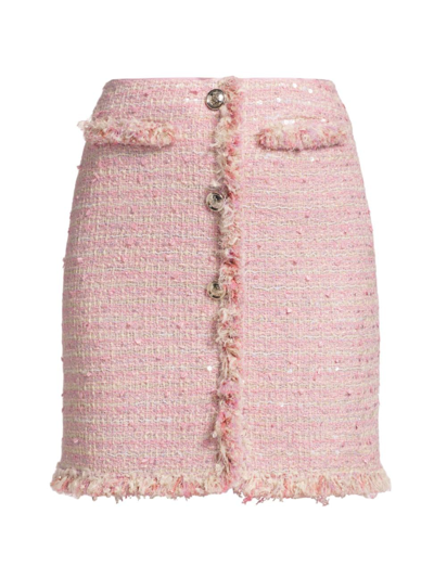 Giambattista Valli Women's Sequin-embellished Tweed Miniskirt In Weiss,rosa