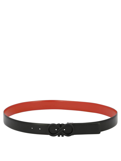 Ferragamo Reversible And Adjustable Gancini Belt In Black