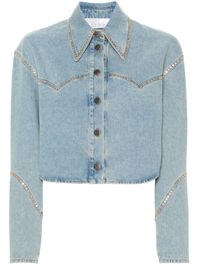 Giuseppe Di Morabito Crystal-embellished Denim Jacket In Blue