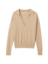 Reiss Stone Nellie Knitted Collared V-neck Top