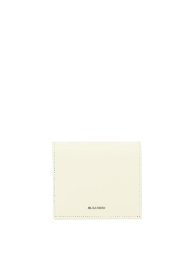 Jil Sander Folded Wallet With Embossed  Logo V In White