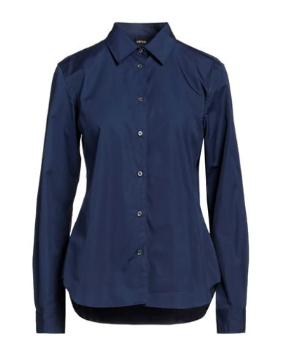 Aspesi Woman Shirt Navy Blue Size 6 Cotton In Navy Blue