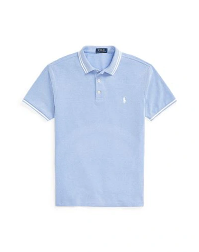 Polo Ralph Lauren Sskctipcusm3-short Sleeve-polo Shirt Man Polo Shirt Light Blue Size L Cotton, Elas