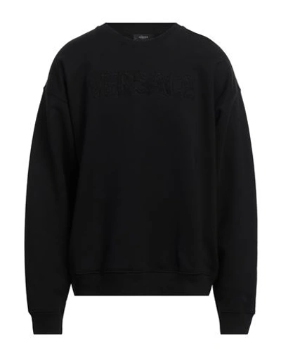Versace Man Sweatshirt Black Size S Cotton, Acrylic, Wool, Viscose