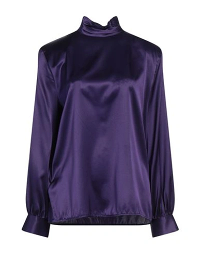 Pinko Woman Top Purple Size 10 Silk, Elastane