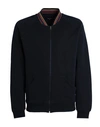 Paul Smith Cotton Sweatshirt With Zip And Baseball Collar In Blue