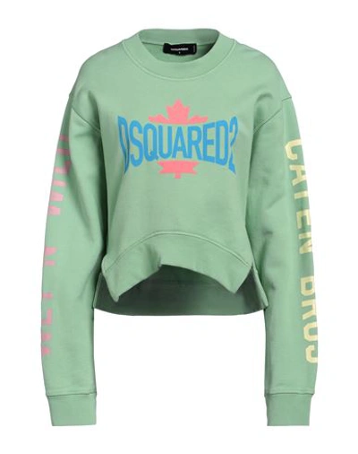 Dsquared2 Woman Sweatshirt Light Green Size S Cotton In Green