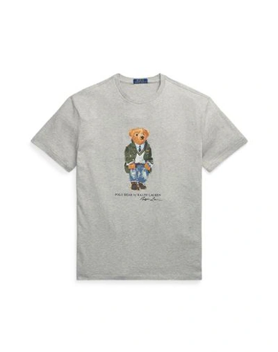 Polo Ralph Lauren Classic Fit Polo Bear Jersey T-shirt Man T-shirt Light Grey Size L Cotton In Andover Heather Heritage Bear