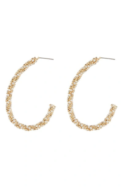 Nordstrom Rack Crystal Chain Twist Hoop Earrings In Clear- Gold