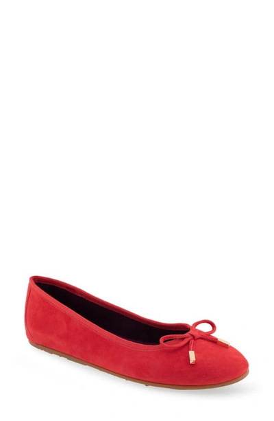 Aerosoles Women's Pia Casual Ballet Wedge Flats In Racing Red Suede