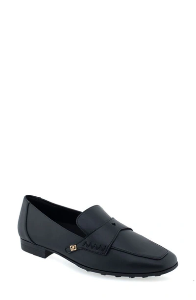 Aerosoles Praia Tailored-loafer In Black - Faux Leather