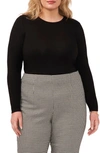 Halogen Crewneck Long Sleeve Knit Top In Rich Black