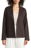 EILEEN FISHER NOTCHED LAPEL ORGANIC LINEN JACKET