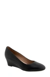 Aerosoles Inner Circle Womens Slip On Wedge Heels In Black Leather