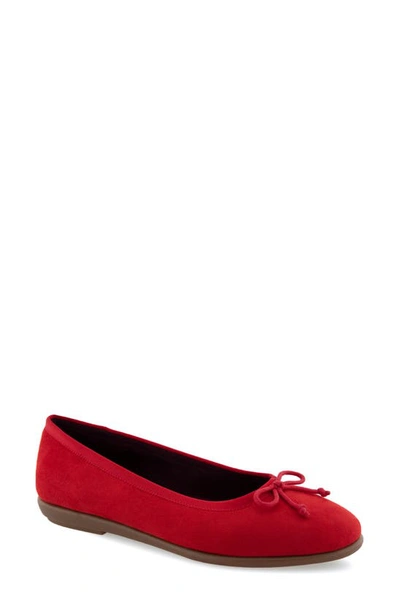 Aerosoles Women's Homebet Ballet Flats In Racing Red Faux Suede