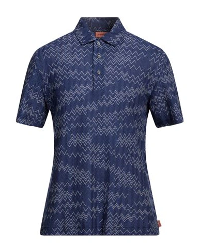 Missoni Man Polo Shirt Navy Blue Size 38 Cotton, Viscose
